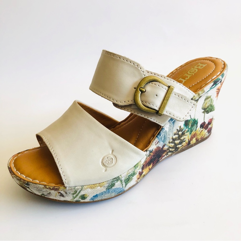 Born Cream Floral Wedges
